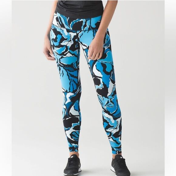 Lululemon Wunder Under Pant (Hi-Rise) Boom Bloom Beach Blanket Blue Ice Milk 6 - Picture 11 of 14